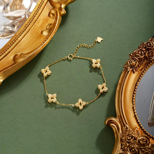 子佩集【四叶安好】银S925手链【SL060025K】镀金四叶草2601 商品图1