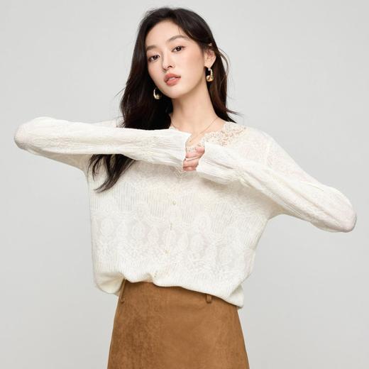 佐姿莎 蕾丝花边/提花钉珠针织衫合集  V 领设计 蕾丝花边/提花钉珠点缀 软柔滑糯 云朵般触感 温柔优雅 商品图0