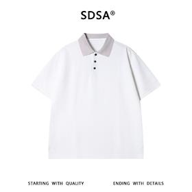 SDSA男装2026新款高贵轻奢潮牌肌理感撞色polo领短袖T恤百搭上衣