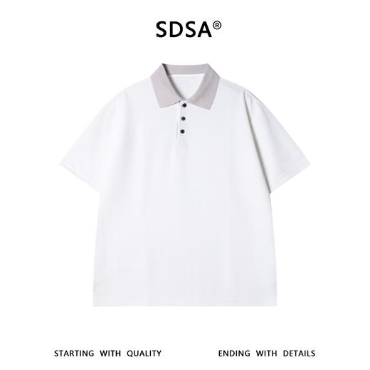 SDSA男装2026新款高贵轻奢潮牌肌理感撞色polo领短袖T恤百搭上衣 商品图0
