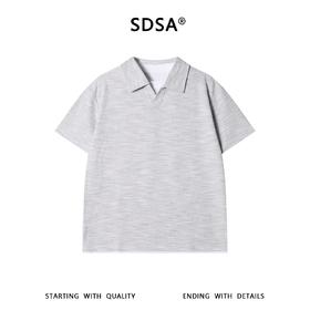 SDSA男装2026新款轻奢潮牌扎染拼接翻领假两件短袖T恤百搭宽松潮