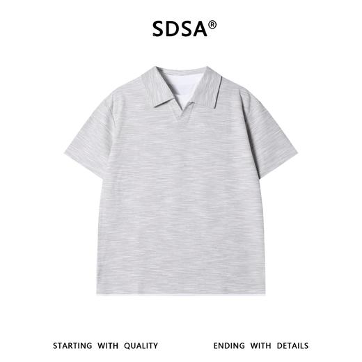 SDSA男装2026新款轻奢潮牌扎染拼接翻领假两件短袖T恤百搭宽松潮 商品图0