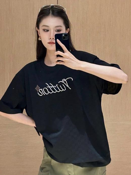驴家 25ss字母标识金属钻珠链绣短袖T恤 男女同款 （DY） 商品图0