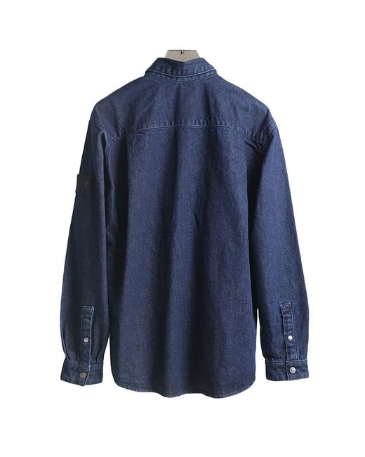 中性款不对称袋牛仔长袖衬衫 阮经天明星同款la 商品图1