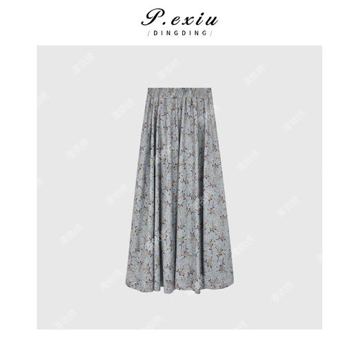 03-4潘依绣丁丁宠粉法式风优雅碎花松紧腰半身裙 Q90100 商品图0