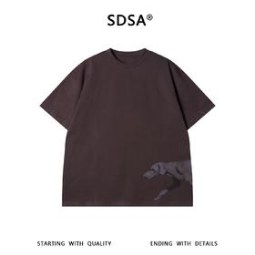 SDSA男装2026新款高贵轻奢小众设计动物印花圆领短袖T恤宽松百搭