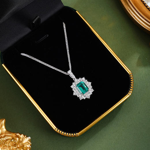 子佩集【朗曜清嘉】银S925套链【PYP2047-XF】项链培育宝石祖母绿2601 商品图1