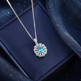 子佩集【景明嘉遇】银S925套链【PYP2042-XF】项链培育宝石帕拉伊巴蓝碧玺2601