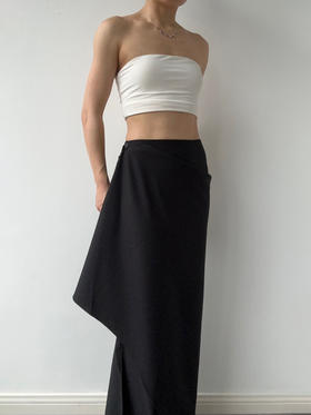 ranyepersonal｜PARADOX25SK02-2 异形褶皱黑色西装半身裙 [ 黑 ]