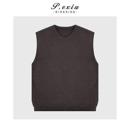 03-4潘依绣丁丁宠粉100%绵羊毛侧边纽扣开叉软糯圆领无袖针织背心Q45121 商品图0