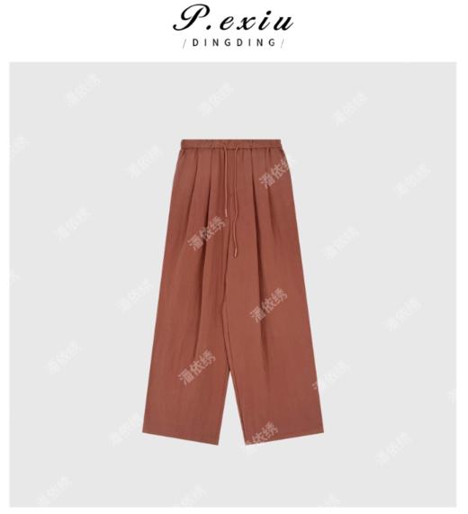 03-4潘依绣丁丁宠粉夏季新款简约抽绳纯色垂感松紧腰休闲阔腿裤W57411 商品图0