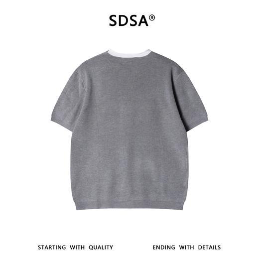 M195SDSA男装2026新款高贵轻奢潮牌拼色不规则领短袖T恤百搭简约上衣 商品图5