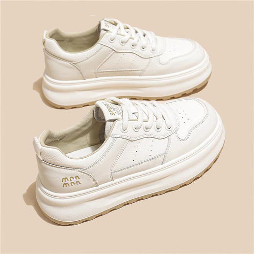 头层牛皮真皮厚底小白鞋百搭板鞋新款透气休闲运动鞋33333 商品图3