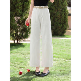 鹿向南「白野星辰」高级感白色显瘦气质牛仔裤女夏季直筒遮肉长裤