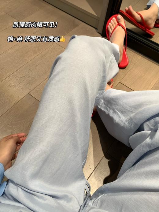 ck云水蓝色棉麻直筒裤 商品图11