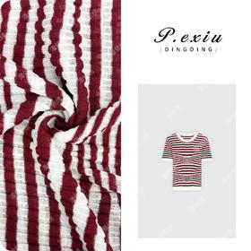 03-4潘依绣丁丁宠粉PanYiXiu/潘依绣氧气感人丝韩版撞色条纹针织短袖上衣 ZZ0556