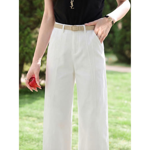 鹿向南「白野星辰」高级感白色显瘦气质牛仔裤女夏季直筒遮肉长裤 商品图2