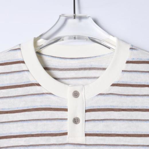 8259SDSA男装2026新款高贵轻奢潮牌撞色条纹半纽扣亨利领短袖T恤百搭 商品图2