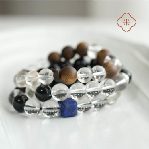 米马饰物 泰银宝相花黑曜石白水晶手串 金水相涵 人从众适配 商品图3