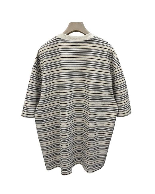 中性款条纹刺绣短袖T恤hu 商品图1