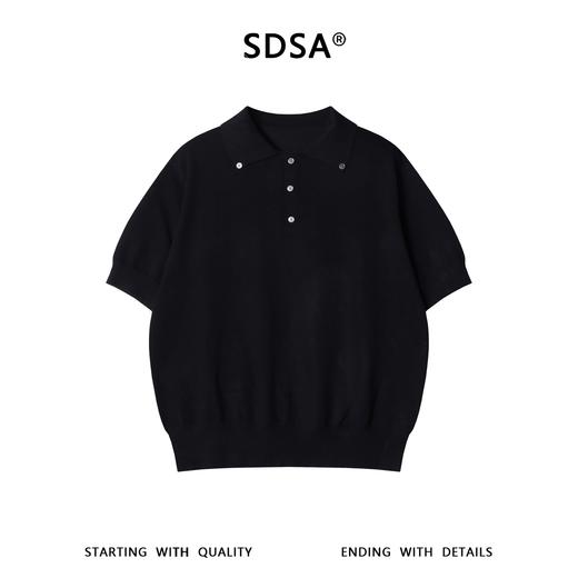 SDSA男装2026新款高贵轻奢极简风纯色纽扣翻领针织短袖T恤百搭潮 商品图0