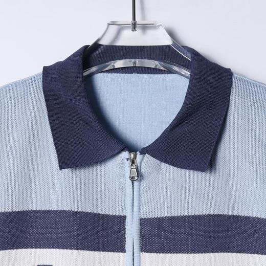 SDSA男装2026新款轻奢老钱风撞色字母提花拉链短袖翻领短袖T恤 商品图1