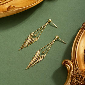 子佩集【思念织锦】银S925耳环【EL220148K】镀金菱形流苏2601