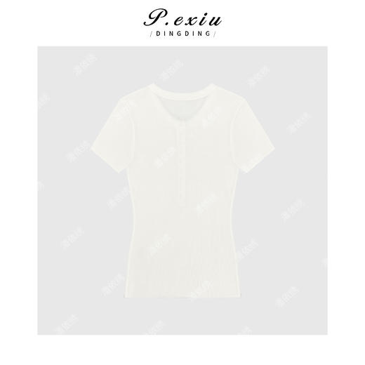 03-4潘依绣丁丁宠粉美式复古修身短袖T恤Q12822 商品图1