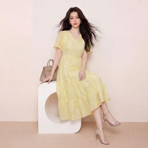 奢姿大码女装2026夏季褶皱减龄连衣裙胖妹妹甜美风时尚V领裙子9962894574 商品图1