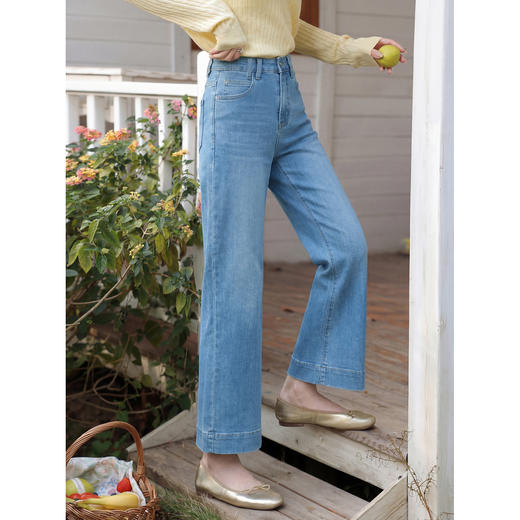 鹿向南「软蓝阔境」蓝色阔腿牛仔裤女夏季最新款百搭垂感显瘦长裤 商品图0