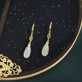 子佩集【熙和流芳】银S925耳环【EG02433】古法银镀金和田玉2601