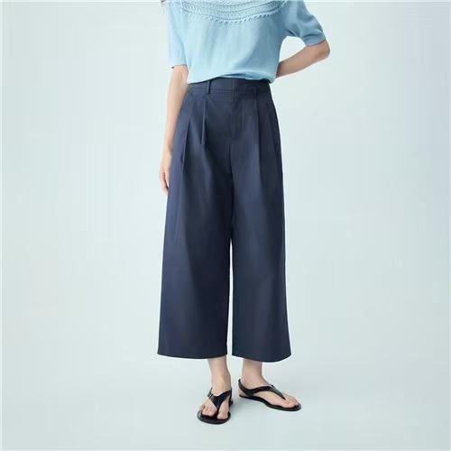 佐丹奴女装26年新款纯棉压褶半松紧腰梭织九分裤13426301 商品图1