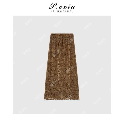 03-4潘依绣丁丁宠粉法式优雅气质蕾丝勾花温柔风半身裙W-62645 商品图1