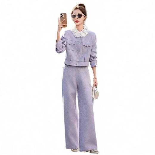 小香风套装女春秋新款好看时尚短外套气质显瘦阔腿裤两件套YQH6112 商品图4