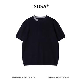 SDSA男装2026新款高贵轻奢潮牌拼色不规则领短袖T恤百搭简约上衣