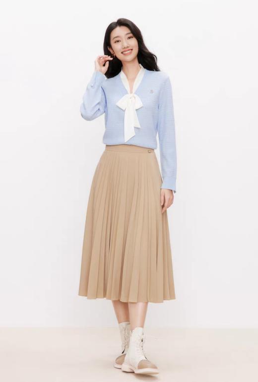 艺彩鎏光珂莱蒂尔春季新款细支羊毛通勤淑女蝴蝶结飘带毛衫 商品图3