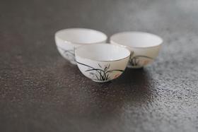 清如许严选｜80年代工夫茶兰花蛋壳杯／金鱼蛋壳杯杯 三只一组