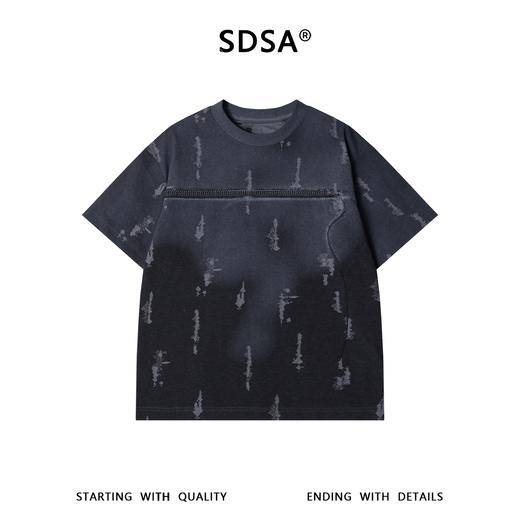 68953SDSA男装2026新款高贵轻奢渐变做旧明线提花短袖T恤百搭宽松上衣 商品图1