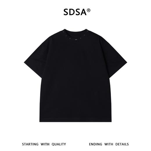 SDSA男装2026新款高贵轻奢韩系潮牌领口铆钉设计短袖T恤百搭宽松 商品图0