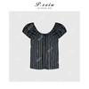 03-4潘依绣丁丁宠粉PanYiXiu/潘依绣100%棉韩系条纹泡泡袖减龄短袖衬衫 SH98112 商品缩略图2