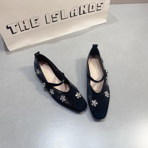 【法式宫廷粗跟鞋法式水钻玛丽珍】女鞋春夏晚晚鞋温柔水钻一字扣瓢鞋船鞋 商品图3