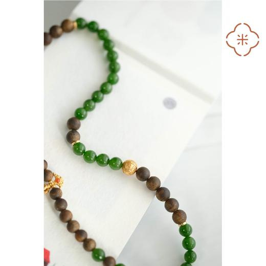 米马饰物 碧玉沉香银镀金双圈手串 木气疏导 生肖马推荐 商品图2