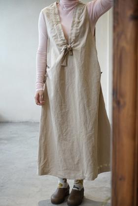 (7折) SUSURI 绑带V领无袖背心连衣裙