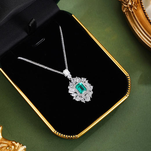 子佩集【绮岁芳辰】银S925套链【PM2264-XF】项链培育宝石祖母绿2601 商品图0