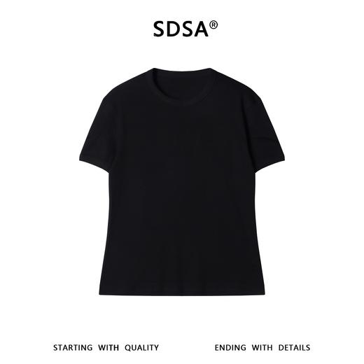 SDSA男装2026新款高贵轻奢潮牌纯色圆领螺纹合身短袖T恤时尚简约 商品图0