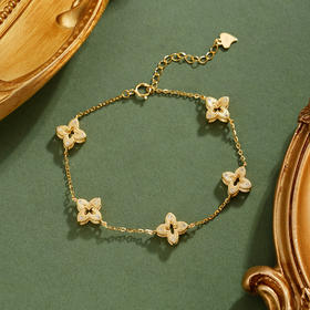 子佩集【四叶安好】银S925手链【SL060025K】镀金四叶草2601