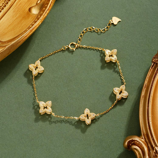 子佩集【四叶安好】银S925手链【SL060025K】镀金四叶草2601 商品图0