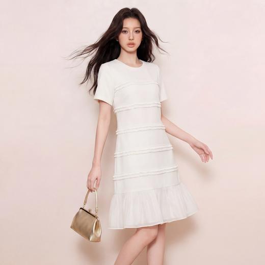 奢姿大码女装2026夏季荷叶边拼接圆领连衣裙胖妹妹简约风时尚裙子9962854509 商品图0