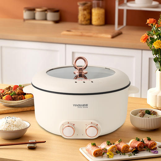 【自营】屹后 6L电火锅家用多功能一体式煮锅电煮锅  　QH-015 商品图0
