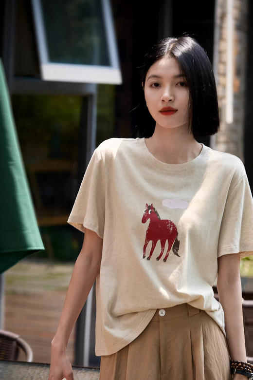 软糯云朵天马奇遇撞色印花短袖T 商品图5